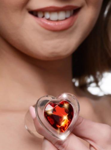 Red Heart Anaalplug Van Glas Met Steentje - Small - PlayForFun