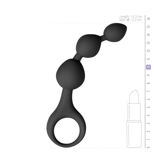 Siliconen anale kralen dildo - zwart - PlayForFun