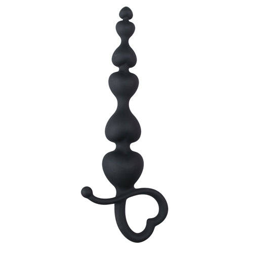 Zwarte anaal kralen met hartvormige greep - PlayForFun