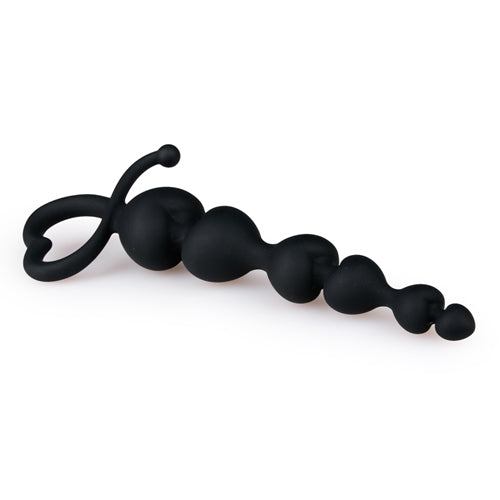 Zwarte anaal kralen met hartvormige greep - PlayForFun
