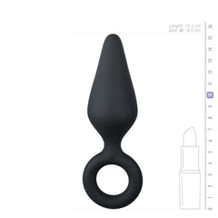 Zwarte buttplug met trekring - large - PlayForFun
