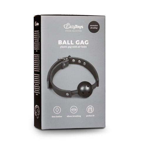 Ball gag met PVC bal - zwart - PlayForFun