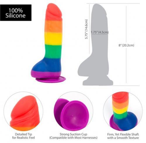 Addiction - Justin Rainbow Siliconen Dildo - 19 cm - PlayForFun Addiction - Justin Rainbow Siliconen Dildo - 19 cm - PlayForFun