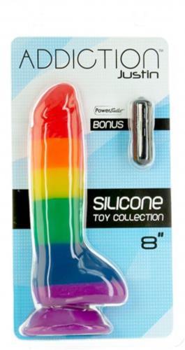 Addiction - Justin Rainbow Siliconen Dildo - 19 cm - PlayForFun Addiction - Justin Rainbow Siliconen Dildo - 19 cm - PlayForFun