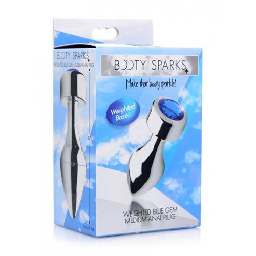 Aluminum Buttplug Met Blauw Kristal - Medium - PlayForFun Aluminum Buttplug Met Blauw Kristal - Medium - PlayForFun
