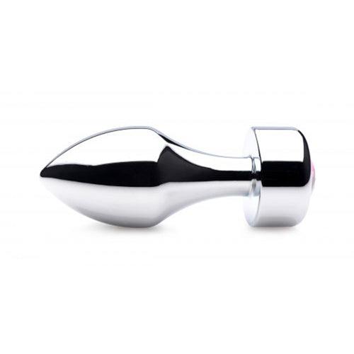 Aluminum Buttplug Met Roze Kristal - Klein - PlayForFun Aluminum Buttplug Met Roze Kristal - Klein - PlayForFun