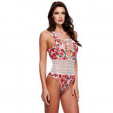 Baci - White Floral & Lace Body Met Sexy Rijgveter - PlayForFun