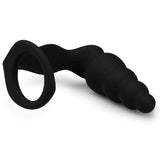 Cockring Met Geribbelde Buttplug - PlayForFun