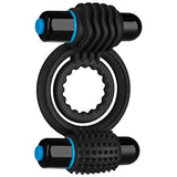 Dubbel Vibrerende Cockring - Zwart - PlayForFun