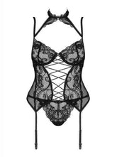 Elizenes Jarretel Korset Met Sexy String - Zwart - PlayForFun