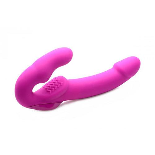 Evoke Vibrerende Strapless Strap-On - Roze - PlayForFun Evoke Vibrerende Strapless Strap-On - Roze - PlayForFun