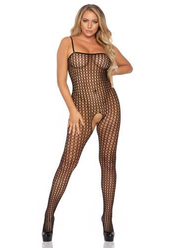 Gehaakte Catsuit Met Open Kruisje - Zwart - PlayForFun Gehaakte Catsuit Met Open Kruisje - Zwart - PlayForFun