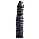 Grote Dildo Met Geribbelde Schacht - Zwart - PlayForFun