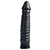 Grote Dildo Met Geribbelde Schacht - Zwart - PlayForFun