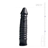 Grote Dildo Met Geribbelde Schacht - Zwart - PlayForFun