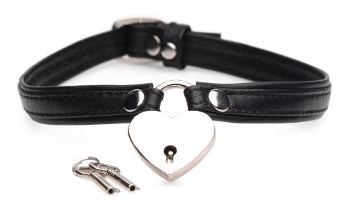 Heart Lock Collar Met Sleutels - Zwart - PlayForFun