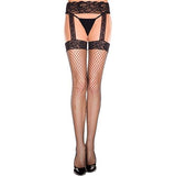 Jarretelgordel Met Kant En Visnetkousen - Zwart - PlayForFun