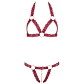 Kanten BH-Set Open Cups - Rood - PlayForFun