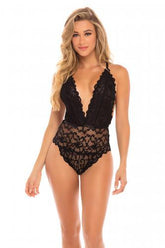 Kanten Body Met Sexy Achterkant - Zwart - PlayForFun