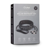 Kunstleren halsband met tepelklemmen - PlayForFun