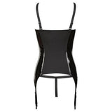 Lak Jarretelsetje Met Netstof En Open Cups - PlayForFun