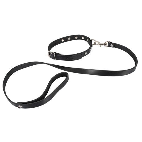 Lederen Halsband met Riem - PlayForFun