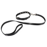 Lederen Halsband met Riem - PlayForFun