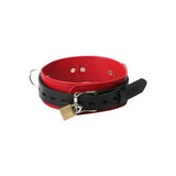 Lederen Rood-Zwarte Halsband - PlayForFun
