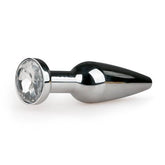 Metalen buttplug met diamant - zilverkleurig - PlayForFun