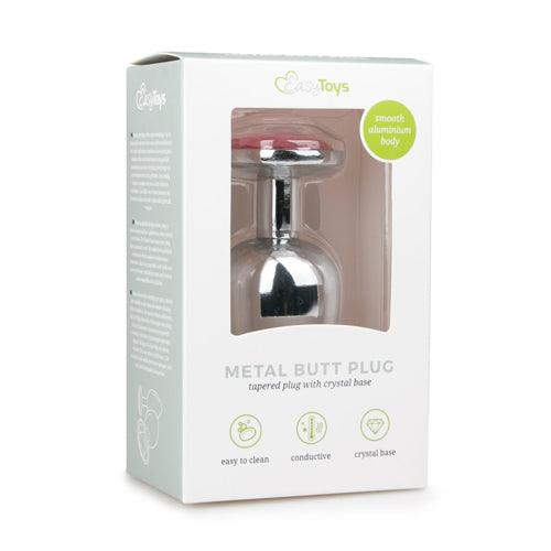 Metalen buttplug met roze steen - PlayForFun Metalen buttplug met roze steen - PlayForFun