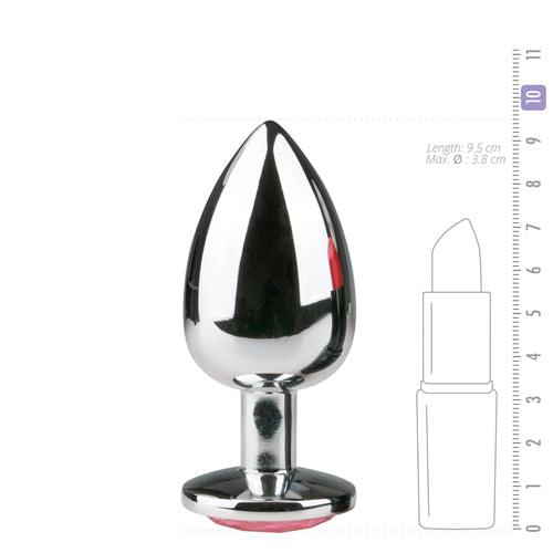Metalen buttplug met roze steen - PlayForFun Metalen buttplug met roze steen - PlayForFun