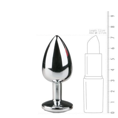 Metalen buttplug met transparante diamant - PlayForFun Metalen buttplug met transparante diamant - PlayForFun