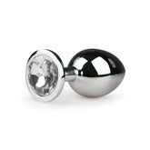 Metalen buttplug met transparante diamant - zilverkleurig - PlayForFun