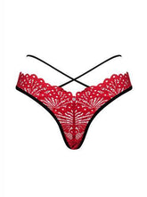 Mettia Sexy Kanten String - Zwart/Rood - PlayForFun