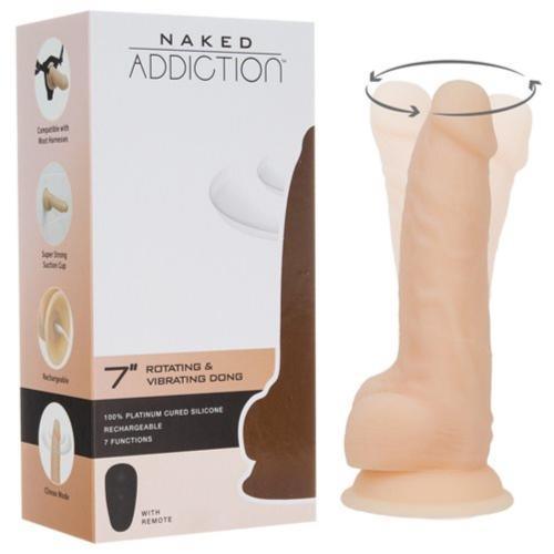 Naked Addiction - Realistische Roterende Dildo Met Afstandsbediening - 18 cm - PlayForFun Naked Addiction - Realistische Roterende Dildo Met Afstandsbediening - 18 cm - PlayForFun