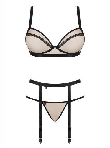 Nudelia 3-delige Jarretel Set - Nude/Zwart - PlayForFun