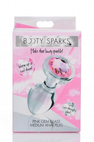 Pink Gem Anaalplug Van Glas Met Steentje - Medium - PlayForFun Pink Gem Anaalplug Van Glas Met Steentje - Medium - PlayForFun
