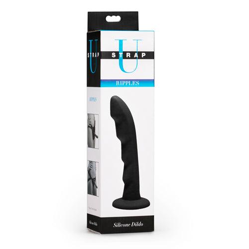 Ripples Strap-On Dildo - Zwart - PlayForFun Ripples Strap-On Dildo - Zwart - PlayForFun