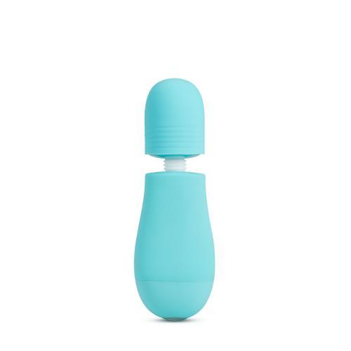 Rose - Petite Wand Vibrator Met Opzetstukken - Blauw - PlayForFun