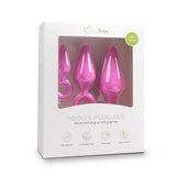 Roze buttplugs met trekring - setje - PlayForFun