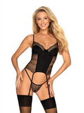 Sharlotte Jarretel Korset Met String - Zwart - PlayForFun