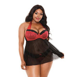 Sophia Halternek Babydoll - Zwart/Rood - PlayForFun