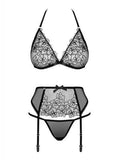 Uniquella Sexy 3-delige Jarretel Set - Zwart - PlayForFun