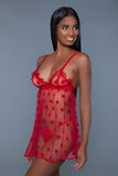 Valentine Transparante Babydoll Set - Rood - PlayForFun