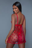 Valentine Transparante Babydoll Set - Rood - PlayForFun