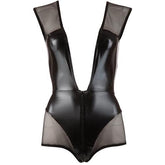 Wetlook Body Met Netstof - Zwart - PlayForFun