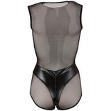 Wetlook Body Met Netstof - Zwart - PlayForFun