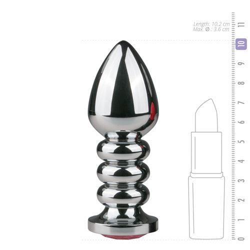 Zilverkleurige buttplug met roze steen - PlayForFun Zilverkleurige buttplug met roze steen - PlayForFun