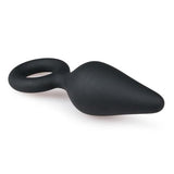 Zwarte buttplug met trekring - medium - PlayForFun