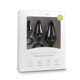 Zwarte buttplugs met trekring - setje - PlayForFun